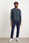Burton Super Soft Steel Blue Tipped Texture Knitted Zip Polo Shirt thumbnail 1