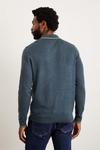 Burton Super Soft Steel Blue Tipped Texture Knitted Zip Polo Shirt thumbnail 3
