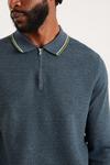 Burton Super Soft Steel Blue Tipped Texture Knitted Zip Polo Shirt thumbnail 4