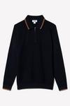 Burton Super Soft Navy Tipped Texture Knitted Zip Polo Shirt thumbnail 5