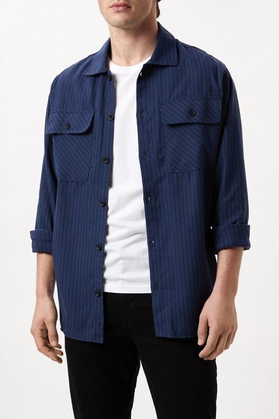 Burton Blue Striped Double Pocket Shirt 1