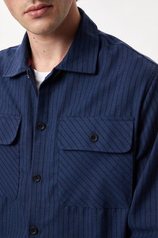 Burton Blue Striped Double Pocket Shirt 4