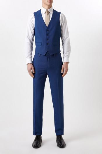 Related Product Plus And Tall Slim Fit Blue Birdseye Waitcoat