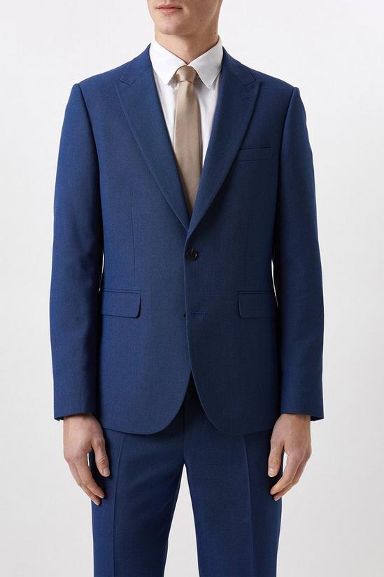Burton Plus And Tall Slim Fit Blue Birdseye Suit Jacket 1