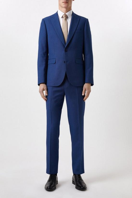 Burton Plus And Tall Slim Fit Blue Birdseye Suit Jacket 2