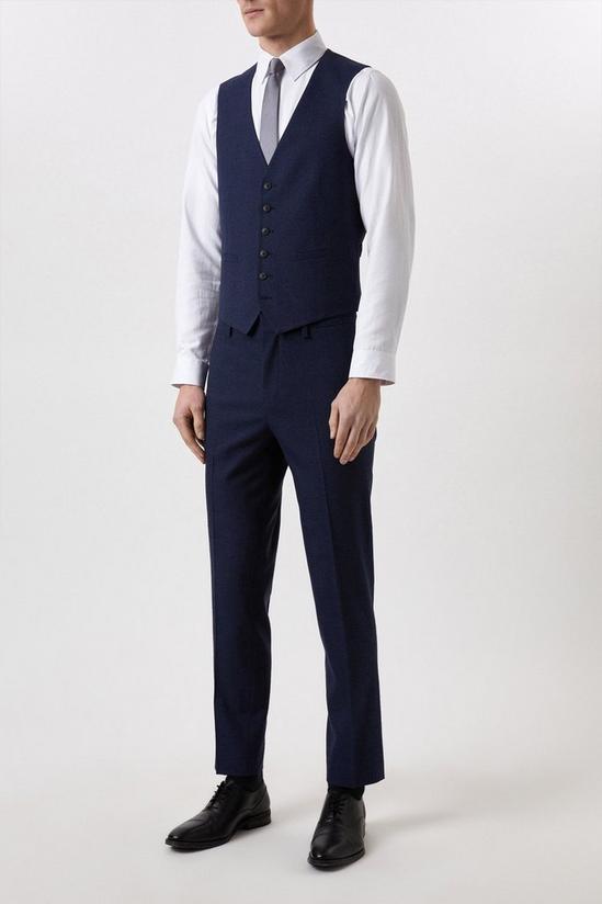 Burton Plus And Tall Tailored Fit Navy Marl Suit Waistcoat 1
