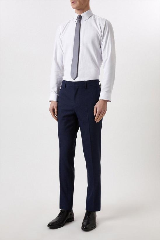 Burton Plus And Tall Tailored Fit Navy Marl Suit Trousers 1