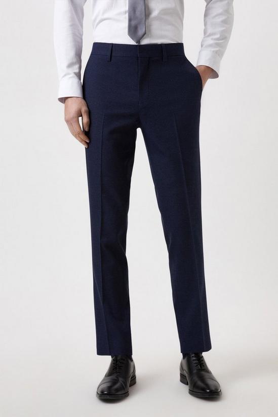 Burton Plus And Tall Tailored Fit Navy Marl Suit Trousers 2