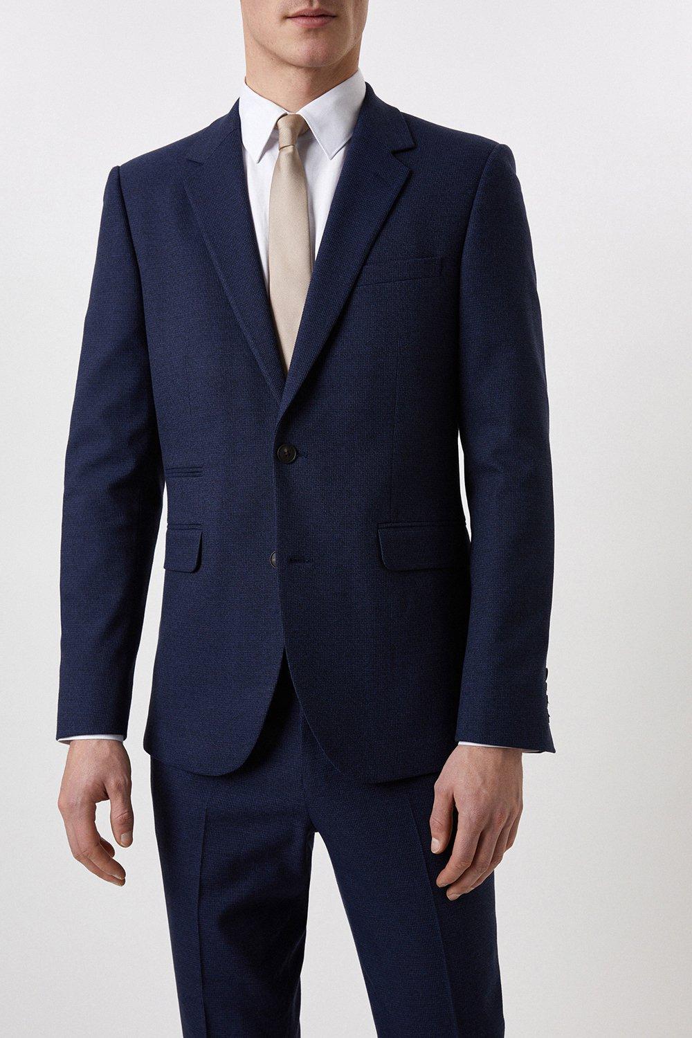 Mens Plus And Tall Slim Fit Navy Marl Suit Jacket product