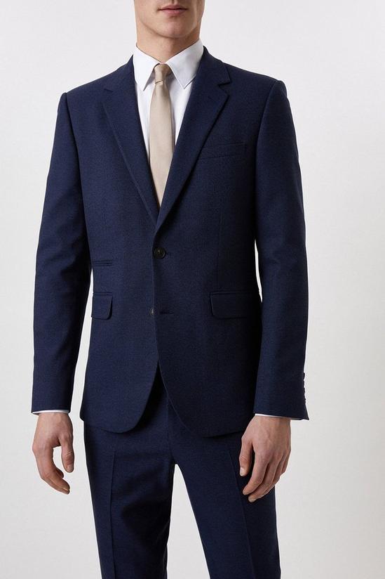 Burton Plus And Tall Slim Fit Navy Marl Suit Jacket 1