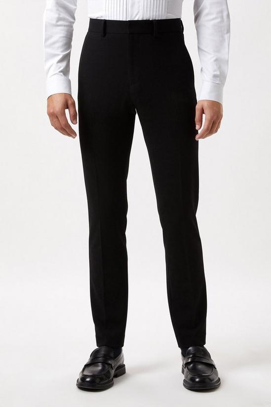 Burton Slim Fit Black Tuxedo Trousers 1