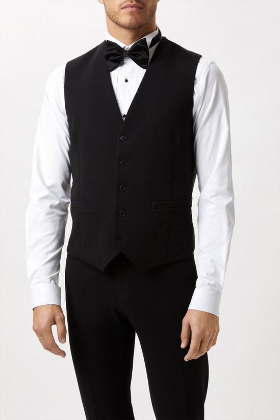 Burton Skinny Fit Black Tuxedo Waistcoat 1