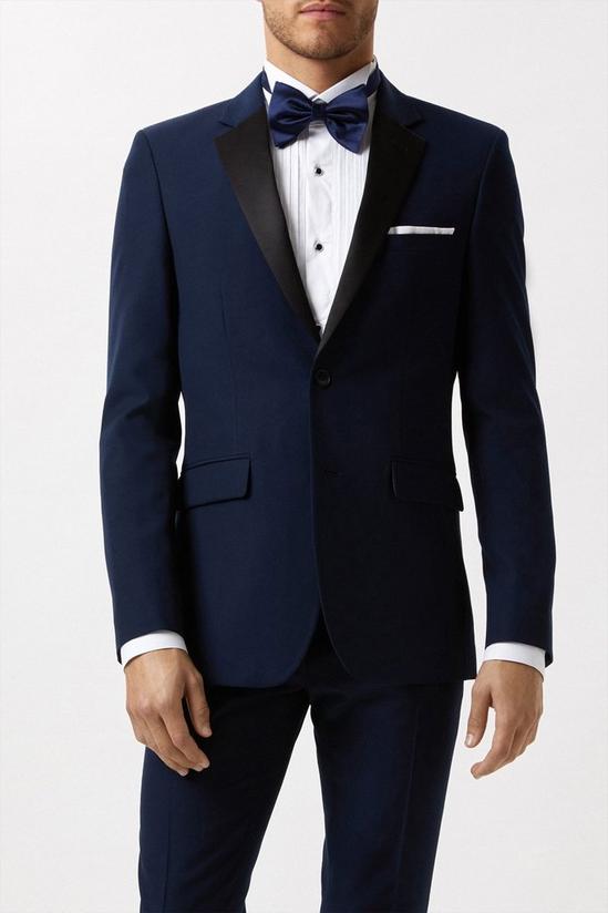 Burton Skinny Fit Navy Tuxedo Suit Jacket 1