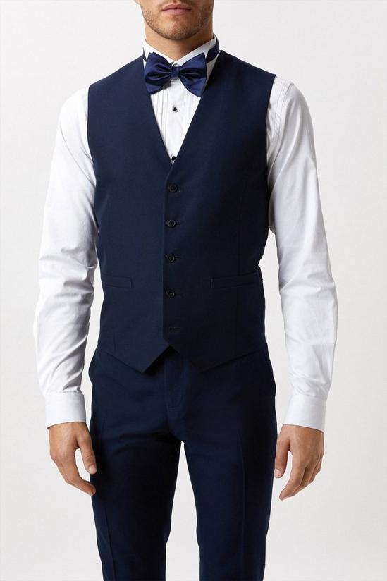 Burton Skinny Fit Navy Tuxedo Waistcoat 1