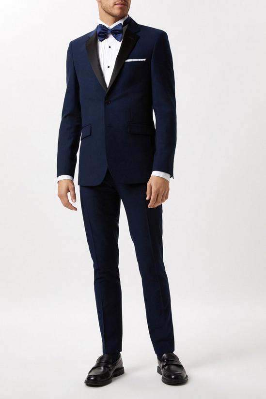 Burton Skinny Fit Navy Tuxedo Suit Trousers 1
