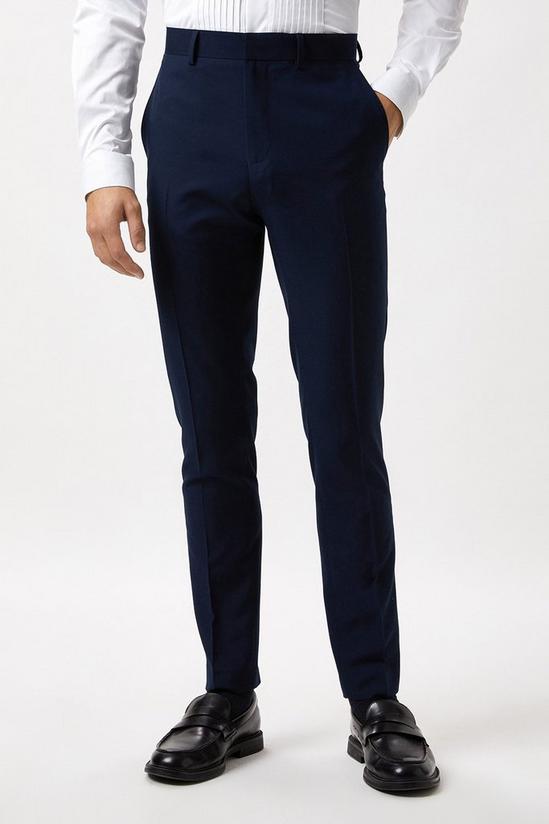 Burton Skinny Fit Navy Tuxedo Suit Trousers 2