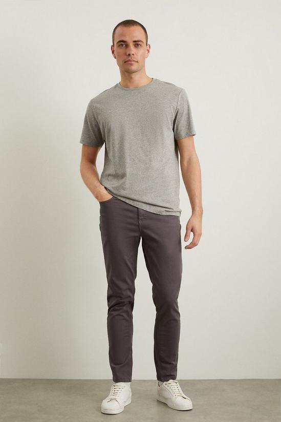 Burton Slim Fit Charcoal 5 Pocket Chino Trousers 1