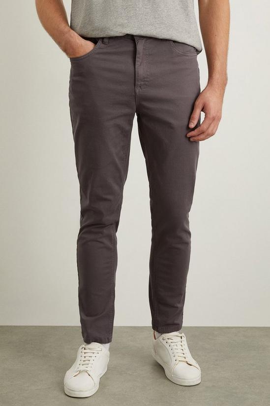 Burton Slim Fit Charcoal 5 Pocket Chino Trousers 2