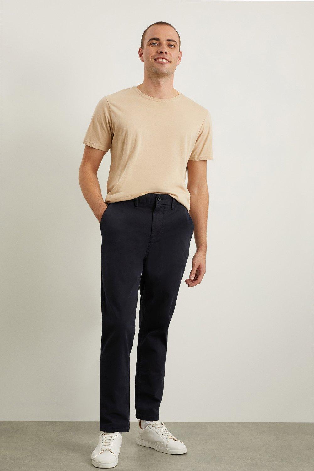 Mens Skinny Fit Navy Chino Trousers