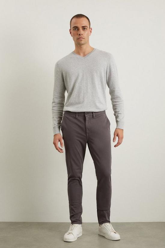 Burton Skinny Fit Charcoal Chino Trousers 1