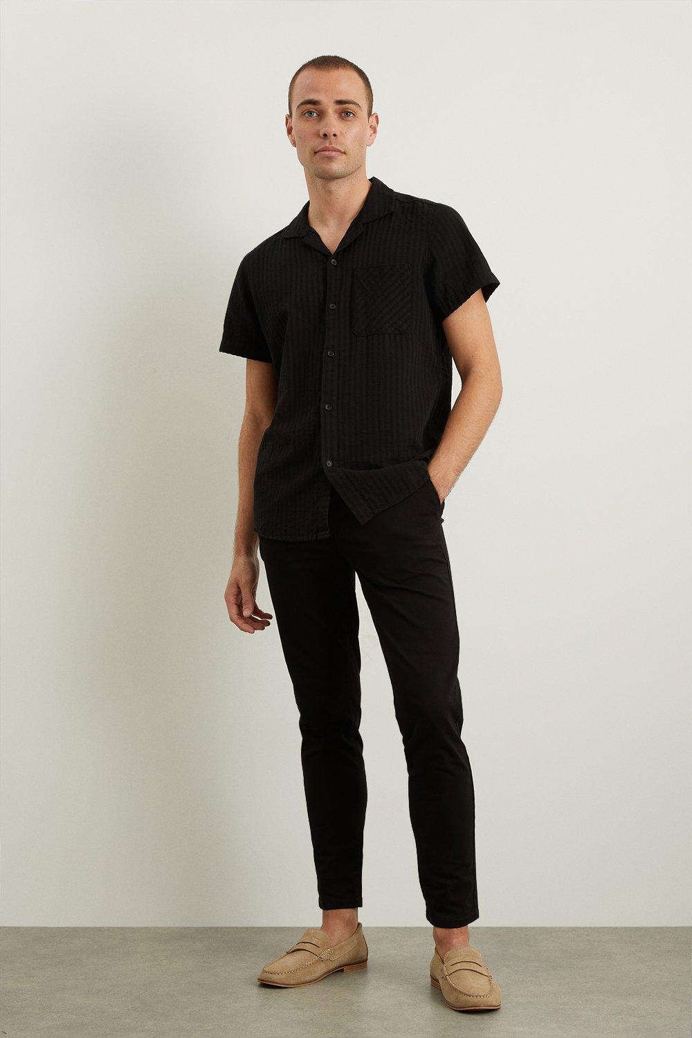 Mens Skinny Fit Black Chino Trousers