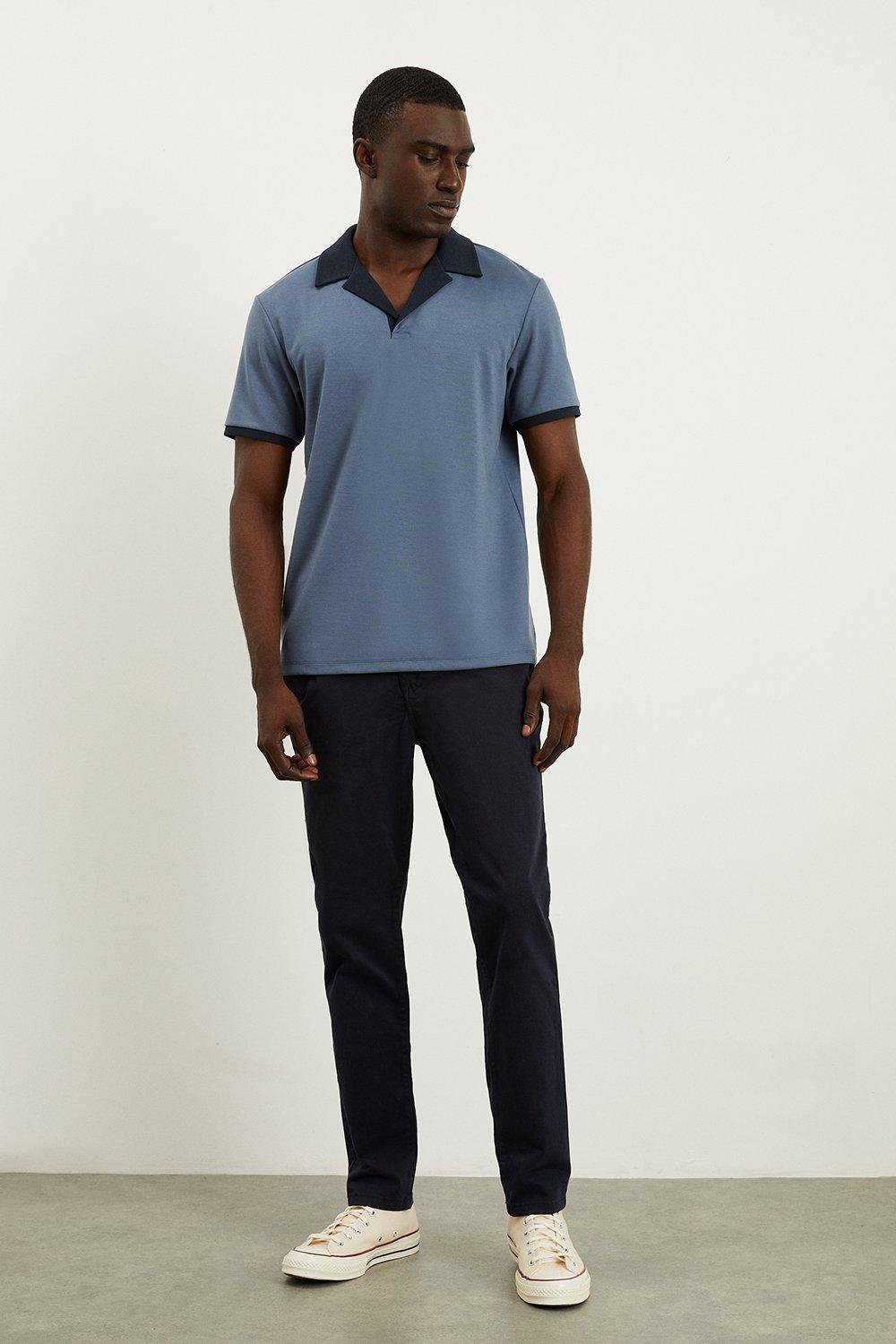 Mens Slim Fit Navy Chino Trousers