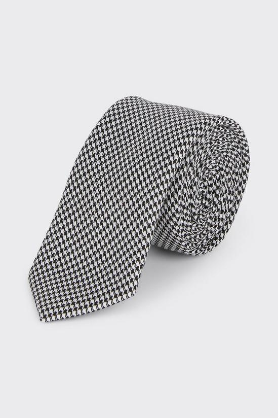 Burton Regular Grey Tonal Puppytooth Tie With Tie Clip 2