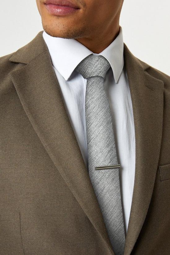 Burton Regular Ice Grey Marl Texture Tie And Tie Clip 1