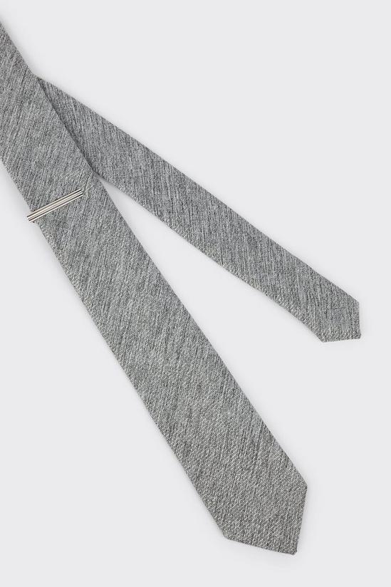 Burton Regular Ice Grey Marl Texture Tie And Tie Clip 3