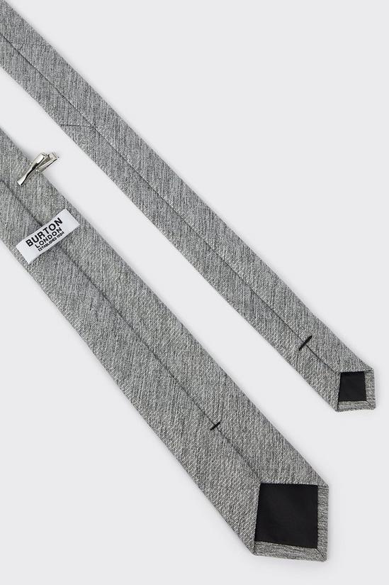 Burton Regular Ice Grey Marl Texture Tie And Tie Clip 4