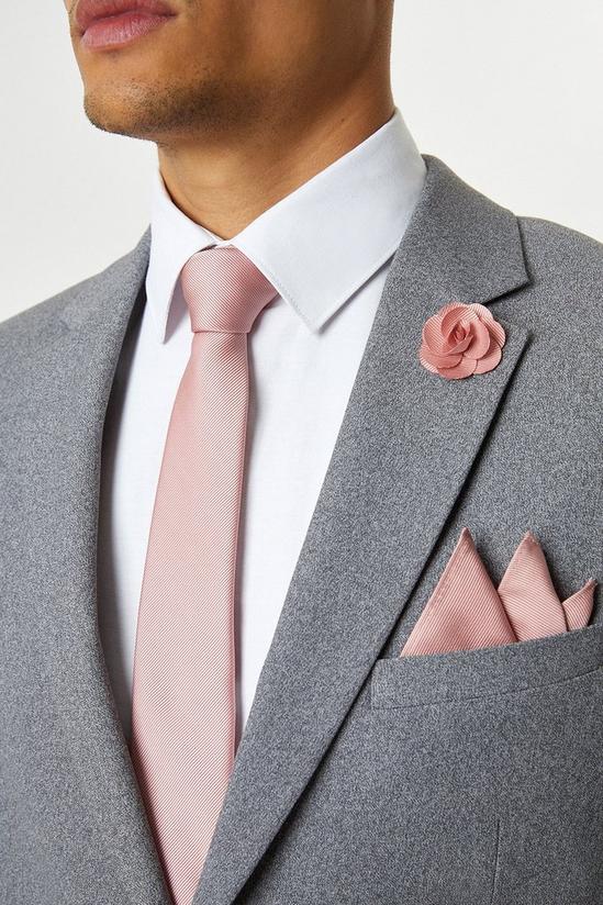Burton Pink Wedding Tie Set With Lapel Pin 1