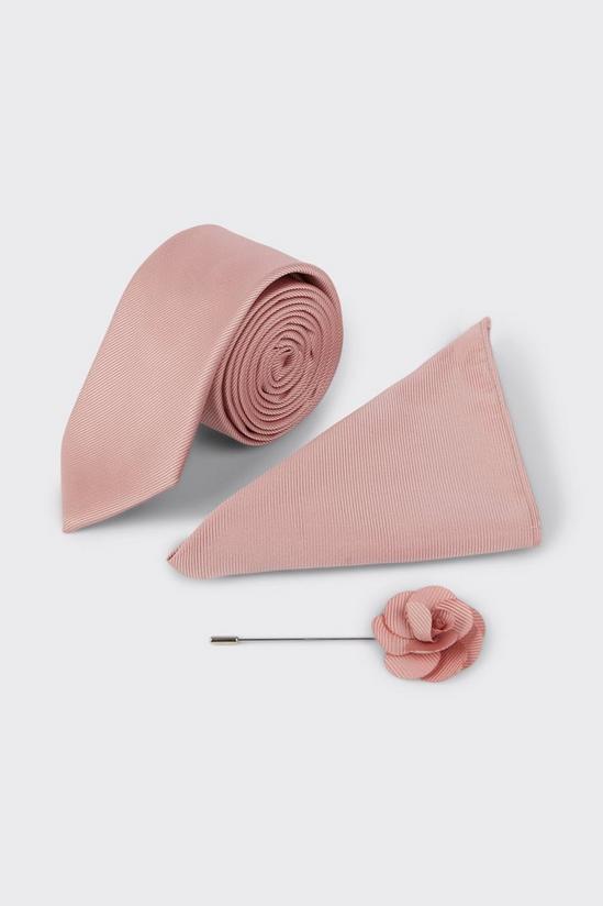 Burton Pink Wedding Tie Set With Lapel Pin 2