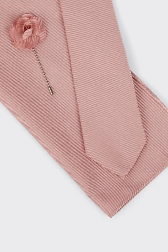 Burton Pink Wedding Tie Set With Lapel Pin 3
