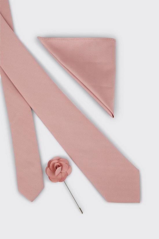 Burton Pink Wedding Tie Set With Lapel Pin 4