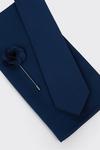Burton Navy Wedding Tie Set With Lapel Pin thumbnail 2