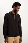 Burton Black Long Sleeve Tipped Collar Polo Shirt thumbnail 1