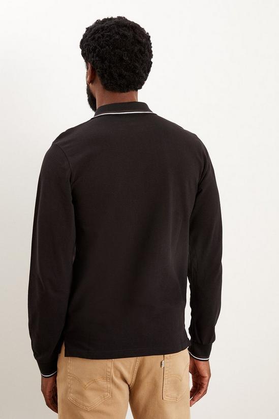 Burton Black Long Sleeve Tipped Collar Polo Shirt 3
