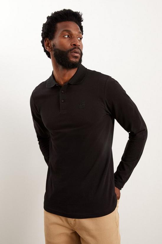 Burton Black Long Sleeve Pique Polo Shirt 1