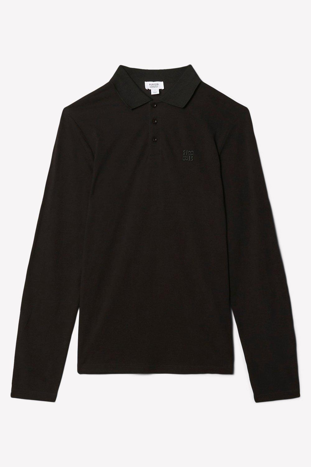 Polos Black Long Sleeve Pique Polo Shirt Burton