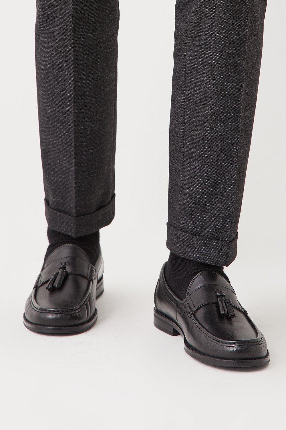 Shoes | Black 1904 Leather Tassel Penny Loafers | Burton