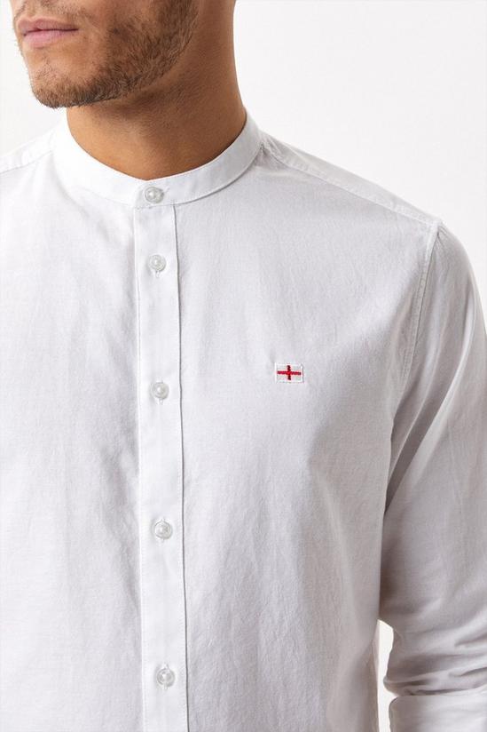 Burton White Grandad Oxford Shirt With England Flag 4
