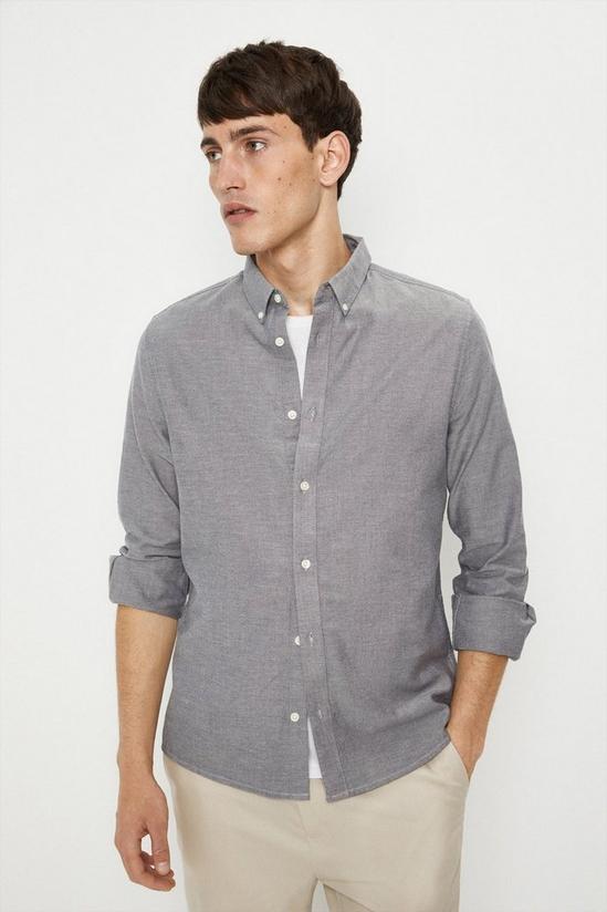 Burton Grey Long Sleeve Oxford Shirt 1