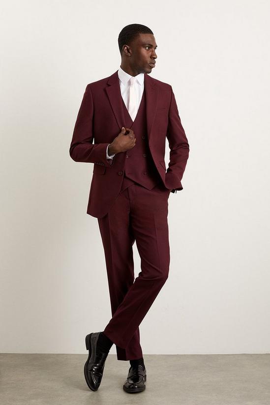 Burton Skinny Fit Burgundy Suit Jacket 1