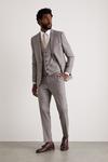 Burton Skinny Fit Grey Fine Check Suit Trousers thumbnail 1