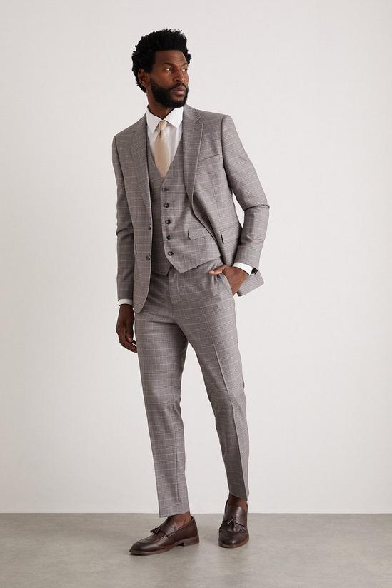 Burton Skinny Fit Grey Fine Check Suit Trousers 1
