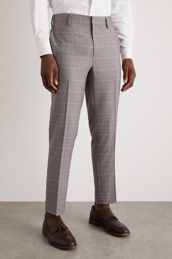 Burton Skinny Fit Grey Fine Check Suit Trousers 5