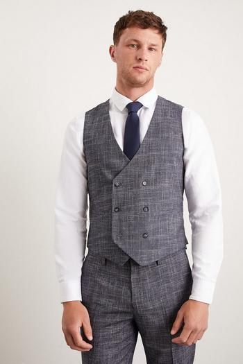 Related Product Slim Fit Navy Textured Pow Check Waistcoat