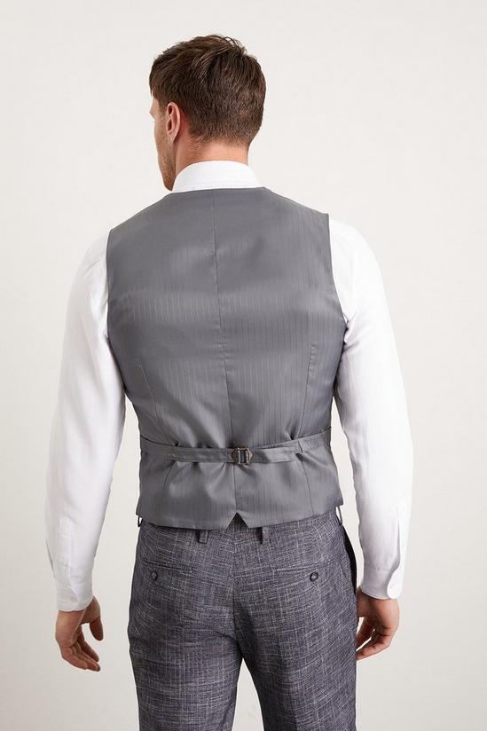Burton Slim Fit Navy Textured Pow Check Waistcoat 3