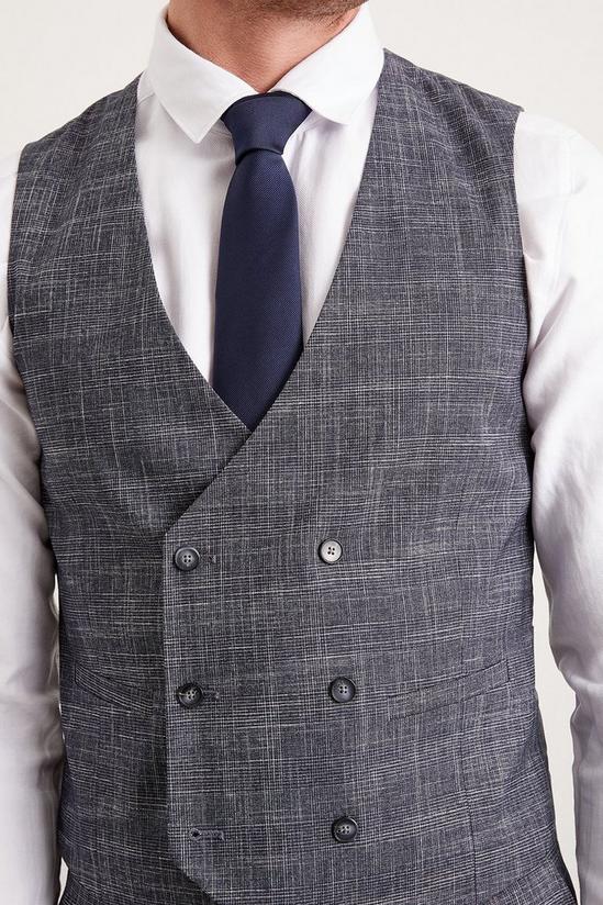 Burton Slim Fit Navy Textured Pow Check Waistcoat 4