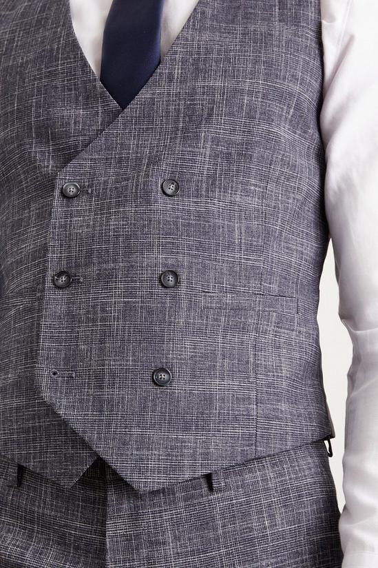Burton Slim Fit Navy Textured Pow Check Waistcoat 5